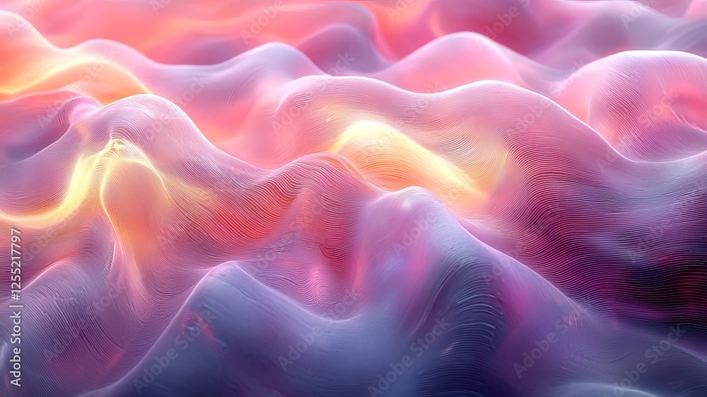 Fototapeta premium Abstract waves of soft pastel colors flowing seamlessly, creating a tranquil and dreamy atmosphere perfect for backgrounds and creative projects.