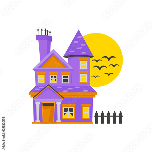 Haunted House, Halloween Vector Illustration, Isolated