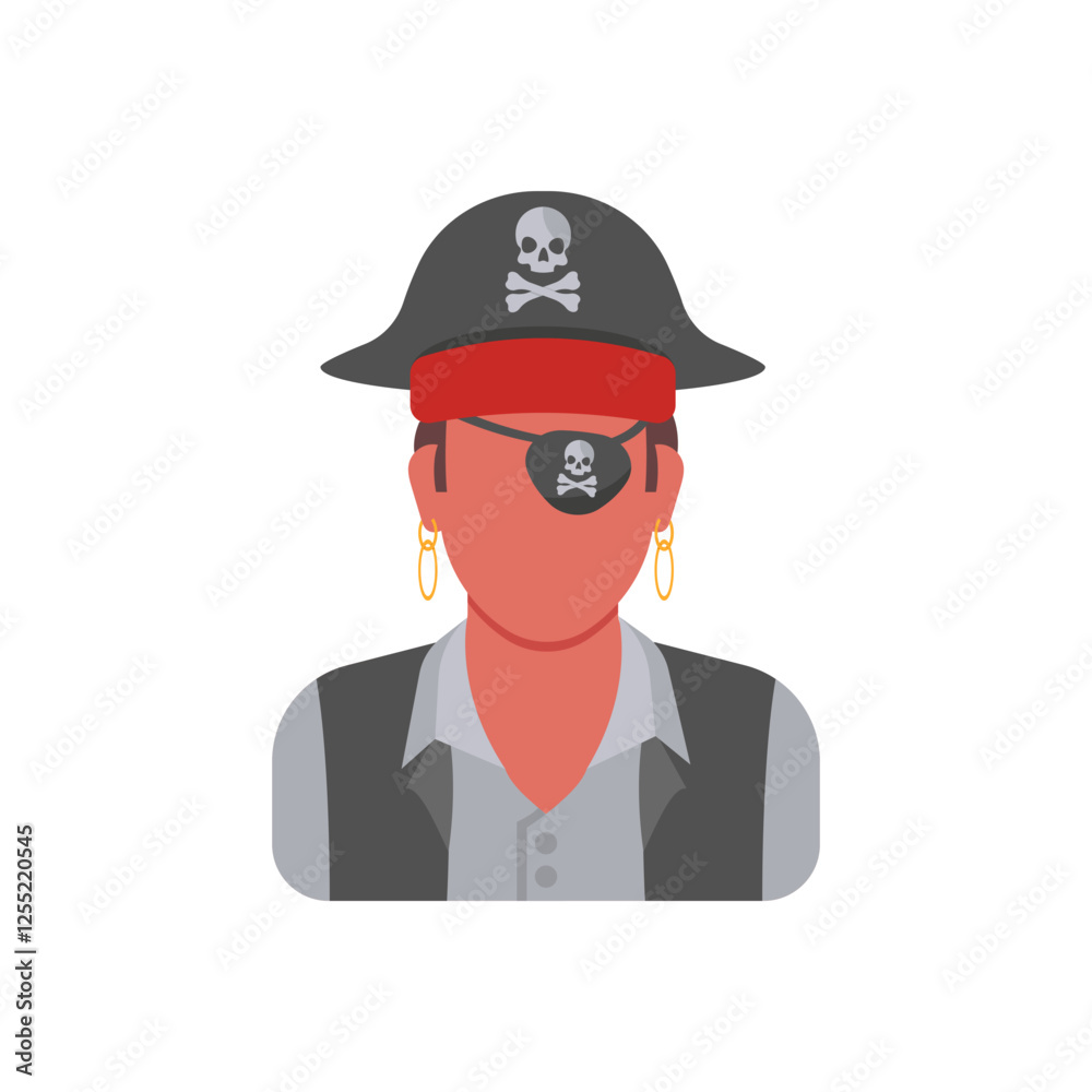 Pirate, Halloween Vector Illustration, Isolated Pirate, Halloween Vector Illustration, Isolated