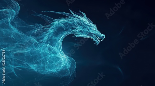 Mythical dragon composed of pure energy interacting with a futuristic society