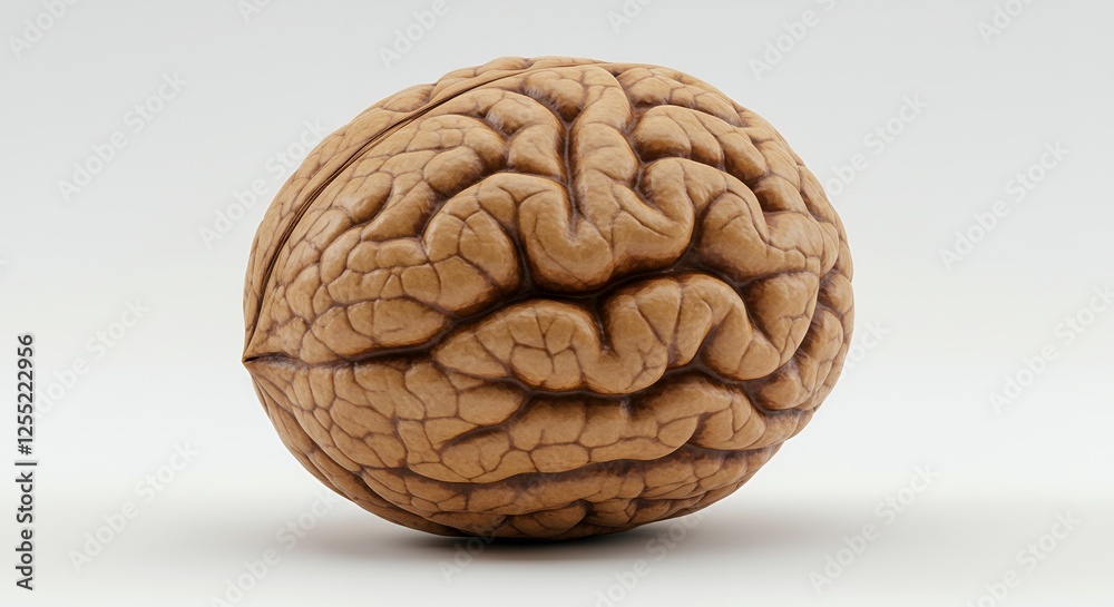 Brown walnut shell is textured like human brain surface Brown walnut shell is textured like human brain surface