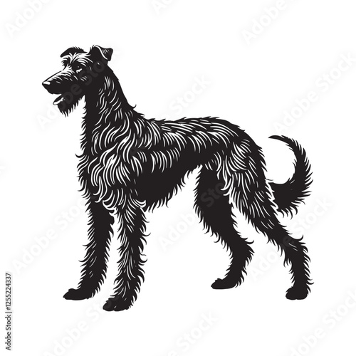 Majestic Irish Wolfhound silhouette showcasing height and strength - Irish Wolfhound illustration - minimal Irish Wolfhound vector - dog silhouette

