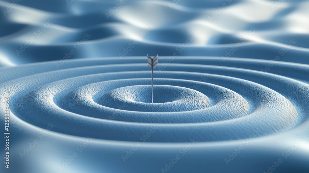 A serene blue background with rippling waves and a single pin standing upright A serene blue background with rippling waves and a single pin standing upright