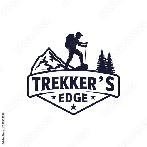 trekker's edge silhouette vector line art logo