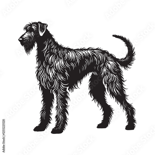 Dynamic Irish Wolfhound silhouette featuring realistic body structure - Irish Wolfhound illustration - minimal Irish Wolfhound vector - dog silhouette

