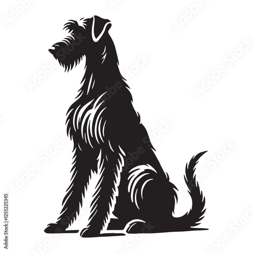 Irish Wolfhound silhouette displaying bold and confident posture - Irish Wolfhound illustration - minimal Irish Wolfhound vector - dog silhouette

