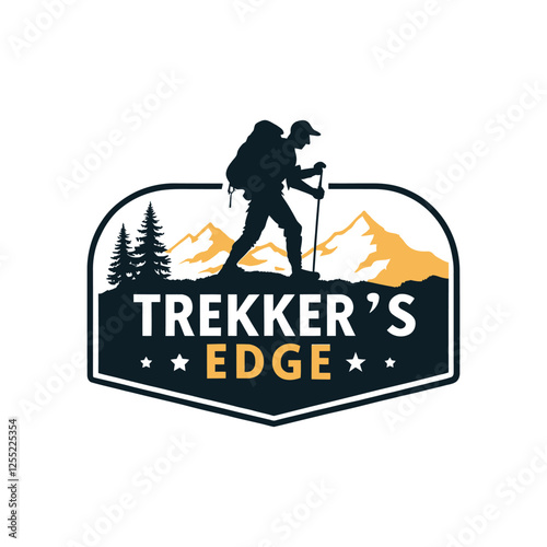 trekker's edge silhouette vector line art logo