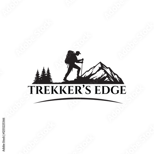 trekker's edge silhouette vector line art logo