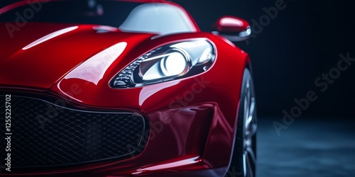 Stunning red sports car showcasing sleek design in a dramatic setting. Generative AI