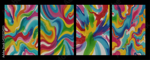 set of colorful backgrounds drawn with brush strokes for posters, brochures, covers, flyers, wedding invitations, wallpapers, backgrounds for business design