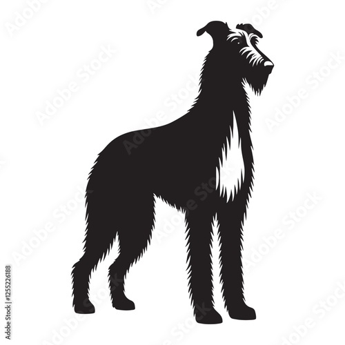 Irish Wolfhound silhouette featuring a graceful and powerful stance - Irish Wolfhound illustration - minimal Irish Wolfhound vector - dog silhouette
