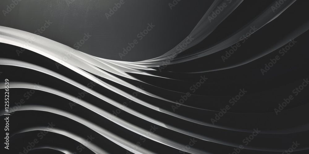 Fototapeta premium A minimalist design against a stark black backdrop, Abstract patterns in grayscale, Modern design style