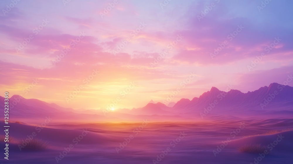 Serene Sunset over Purple Desert Mountains Serene Sunset over Purple Desert Mountains