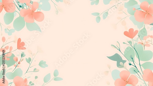 Delicate Peach Blossoms and Mint Green Leaves Frame