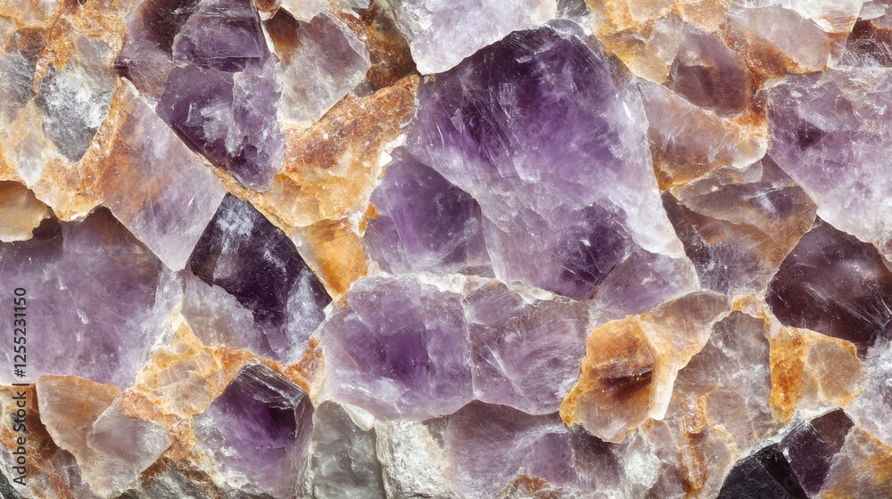 Obraz premium A deep amethyst gemstone texture with shimmering light reflections and organic details
