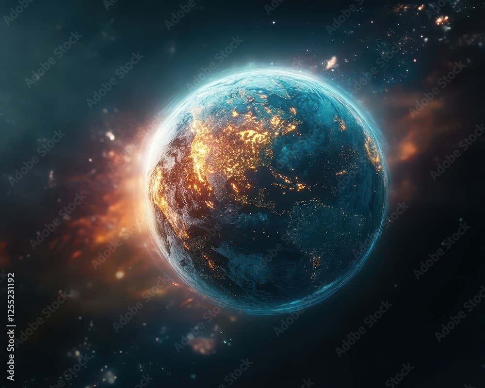 Naklejka premium Quantum finance concept, futuristic economic model with digital currency