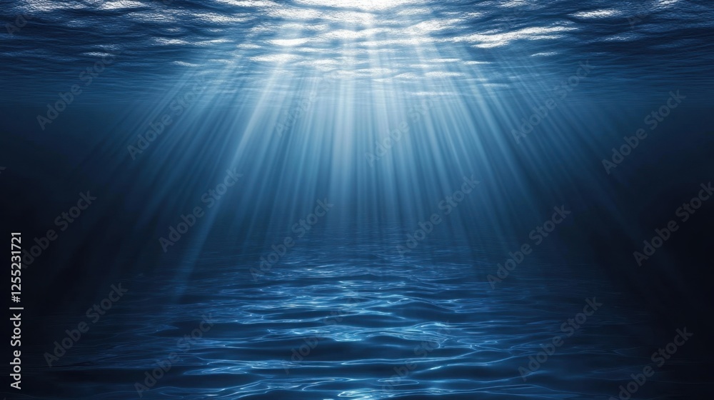 Fototapeta premium A deep dark ocean surface with soft light reflections and a moody atmosphere