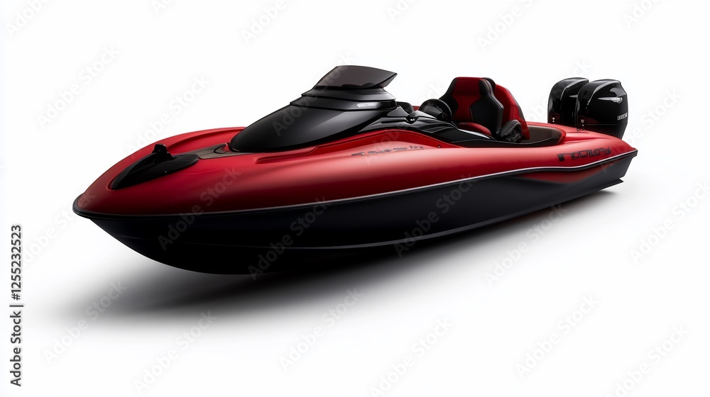 Naklejka premium Introducing the X-Shore Eelex 800: Red Electric Speedboat