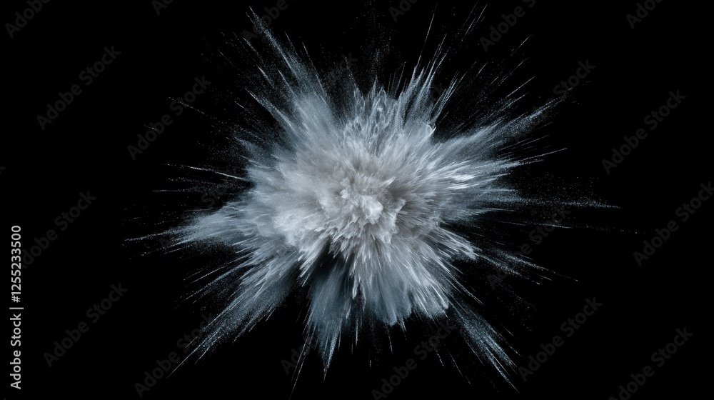 Naklejka premium A dynamic abstract silver explosion effect with radiant metallic dust and glowing energy