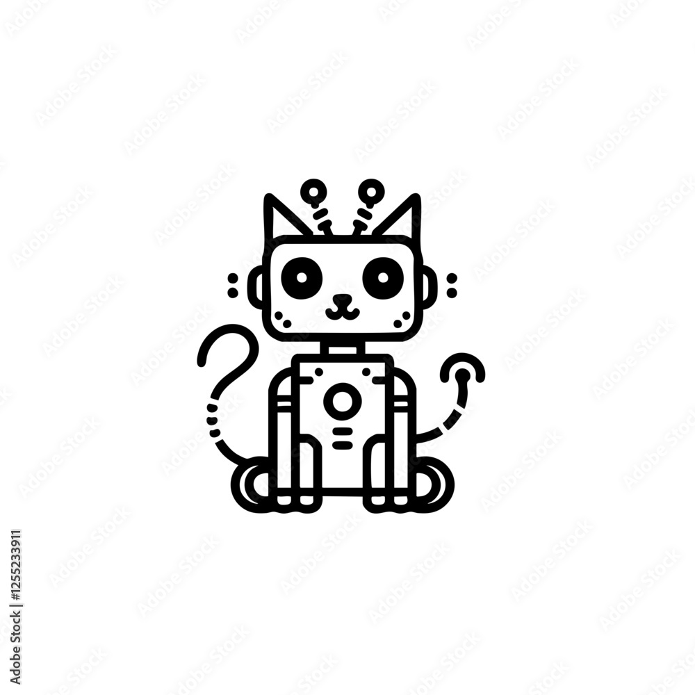 Obraz premium Futuristic animal robot vector illustration with a sleek and modern design. Perfect for sci-fi projects, branding, merchandise, and digital art.