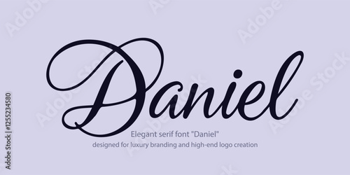 Elegant serif font "Daniel" designed for luxury branding and high-end logo creation. This refined typeface combines classic minimalism with modern sophistication, making it perfect for wedding 