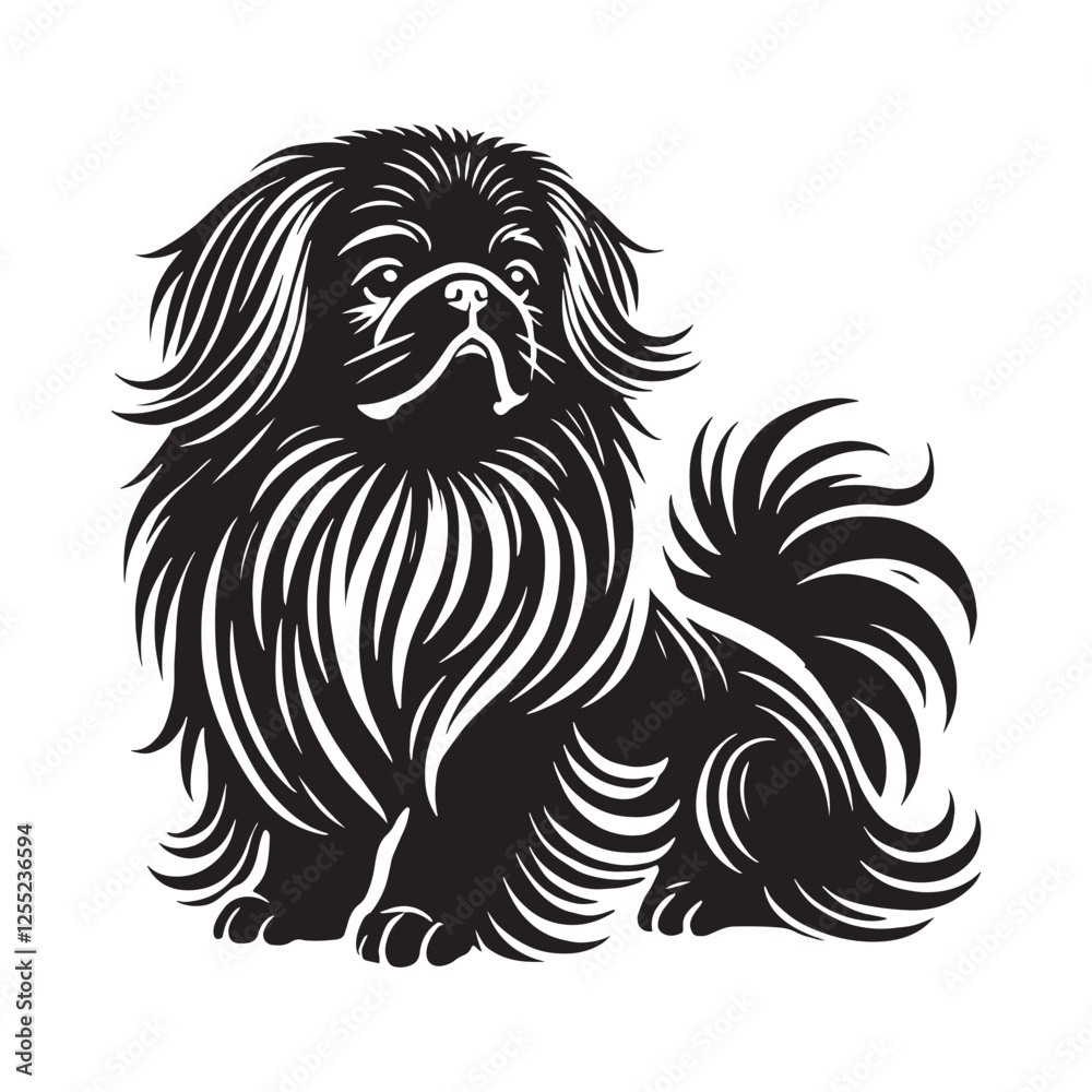 Fototapeta premium Minimalist Pekingese silhouette with a modern and sleek look - Pekingese illustration - minimal Pekingese vector - dog silhouette 