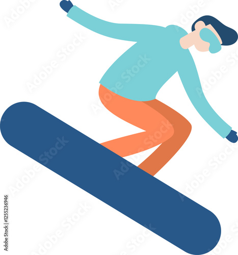 Snowboarder dressed in winter gear, soaring through the air and executing an impressive trick on the snowboard, embodying the thrill of winter sports and freestyle action