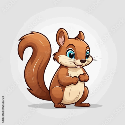 Cute cartoon squirrel, Cute squirrel character. cartoon drawing, sticker, vector illustration.	
