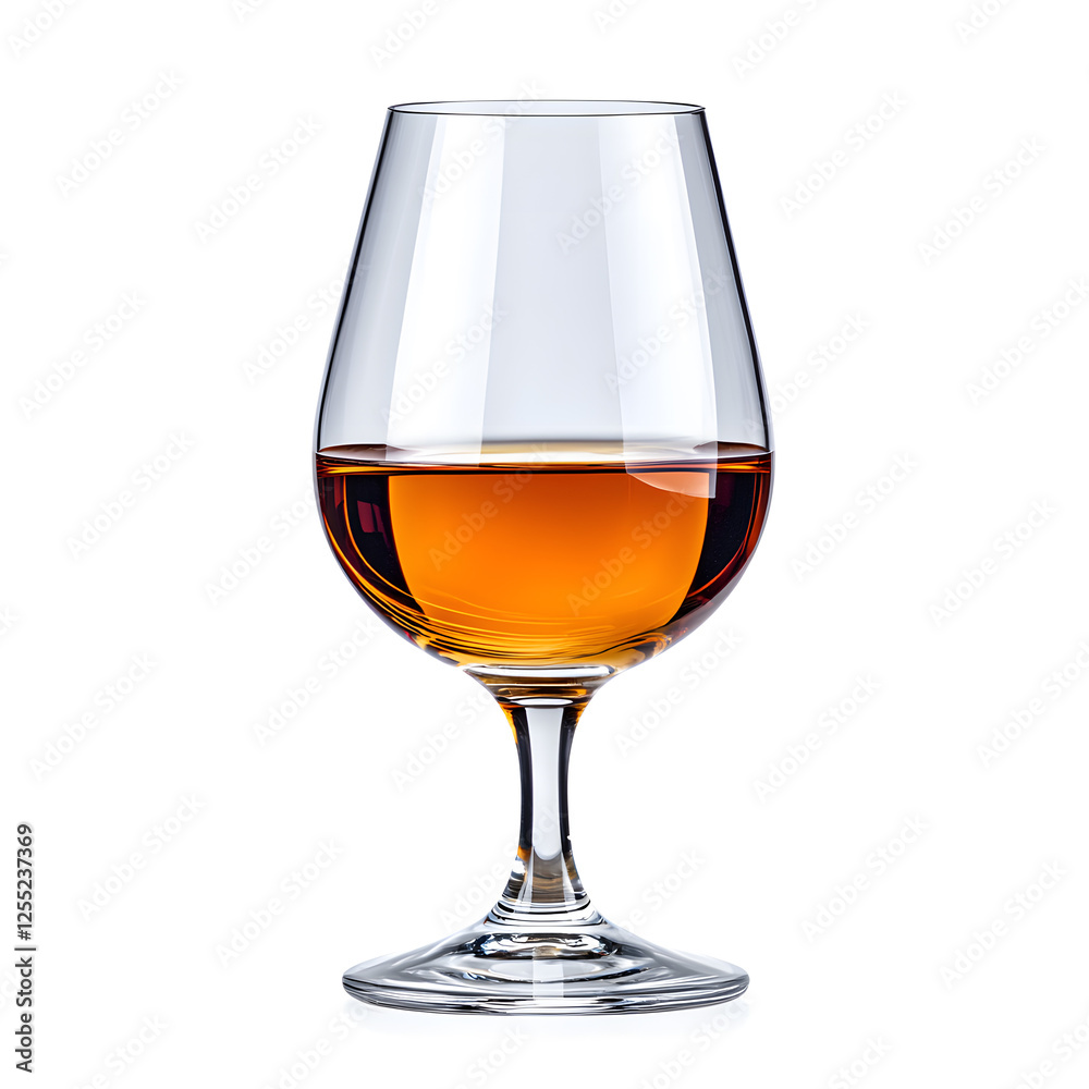 Glass of cognac isolated on white background