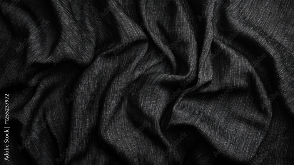 A high-resolution gray linen fabric with soft wrinkles and fine textile details A high-resolution gray linen fabric with soft wrinkles and fine textile details