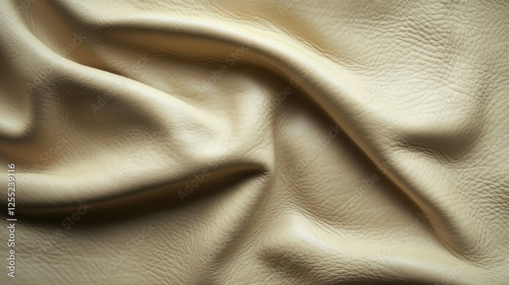 Fototapeta premium A high-resolution smooth beige leather texture with fine grain details