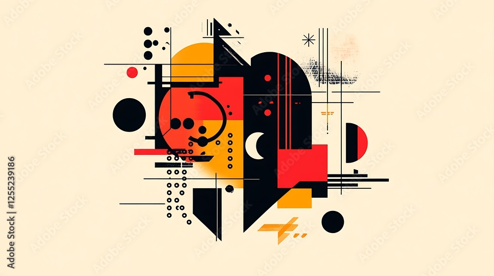 Obraz premium Abstract geometric shapes composition, vibrant colors, modern design, artistic background