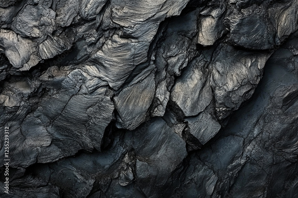 Rough volcanic rock surface with rich black and grey tones Rough volcanic rock surface with rich black and grey tones