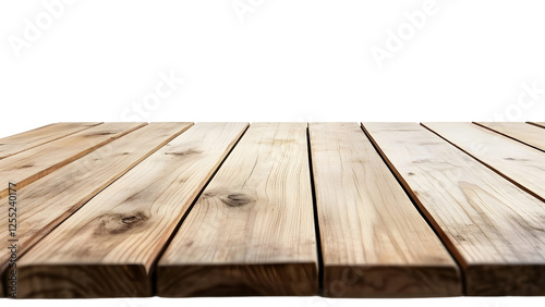 Stylish wooden table Isolated on white background.