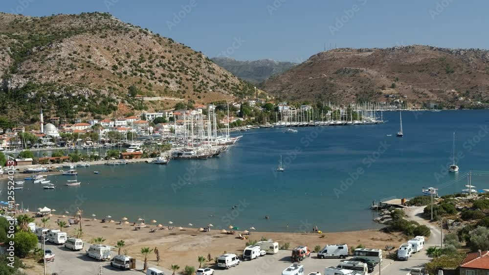 Bozburun Amas beach. Bozburun Bay. Mediterranean village in Turkey. Marmaris district, Mugla province, Turkey - 4k video Bozburun Amas beach. Bozburun Bay. Mediterranean village in Turkey. Marmaris district, Mugla province, Turkey - 4k video