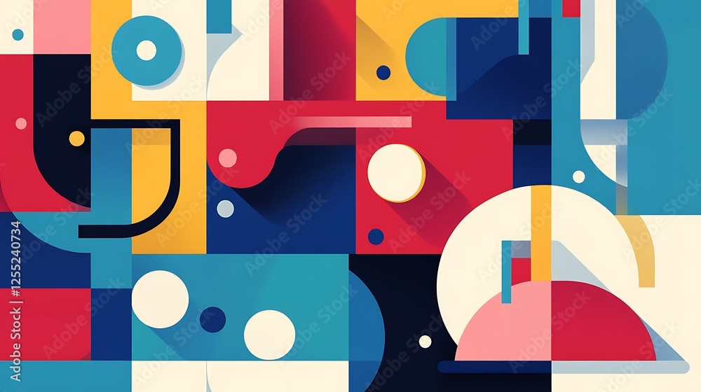 Fototapeta premium Abstract geometric shapes colorful composition