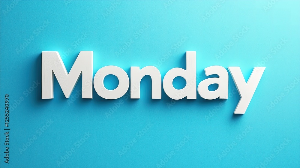 white text monday on light blue background, simple minimal concept of start of the week white text monday on light blue background, simple minimal concept of start of the week
