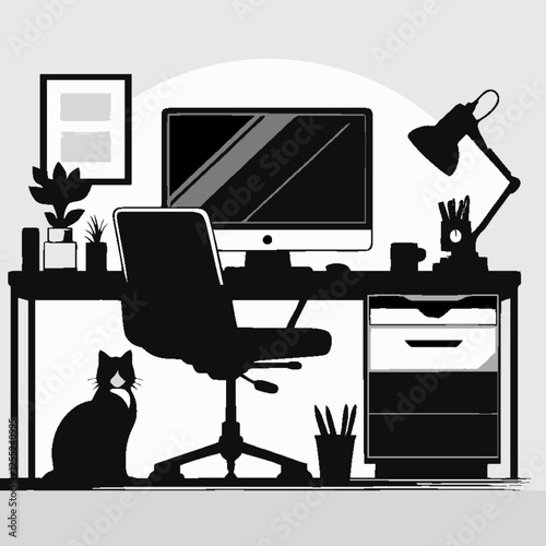 97.eps"High-quality image of a professional workspace with a computer, perfect for business, freelancing, remote work, IT services, and productivity concepts. Ideal for websites, presentations, market