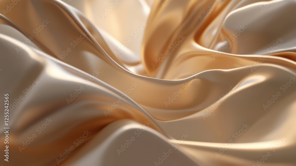 Fototapeta premium A modern beige abstract fabric texture with elegant folds and smooth draping