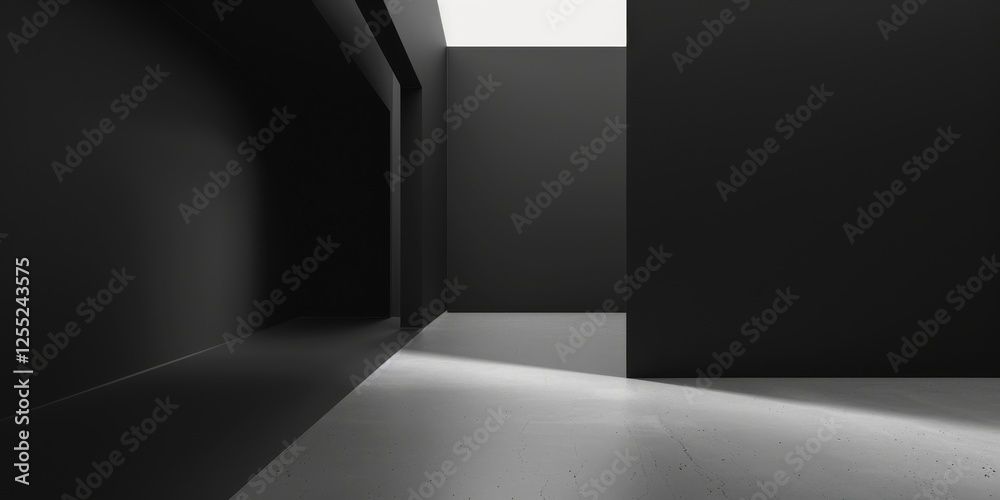 Fototapeta premium A minimalist design with a pure black background, Bold shapes and strong contrasts, Sleek and modern style