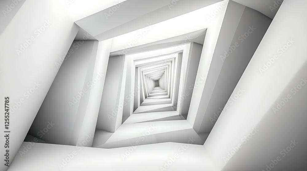 Obraz premium Abstract white tunnel perspective, interior design. Possible use for website background, architectural concept