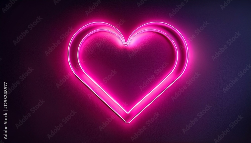 Valentine's day background. Pink neon light in shape of heart on dark background with copy space. Generated image Valentine's day background. Pink neon light in shape of heart on dark background with copy space. Generated image