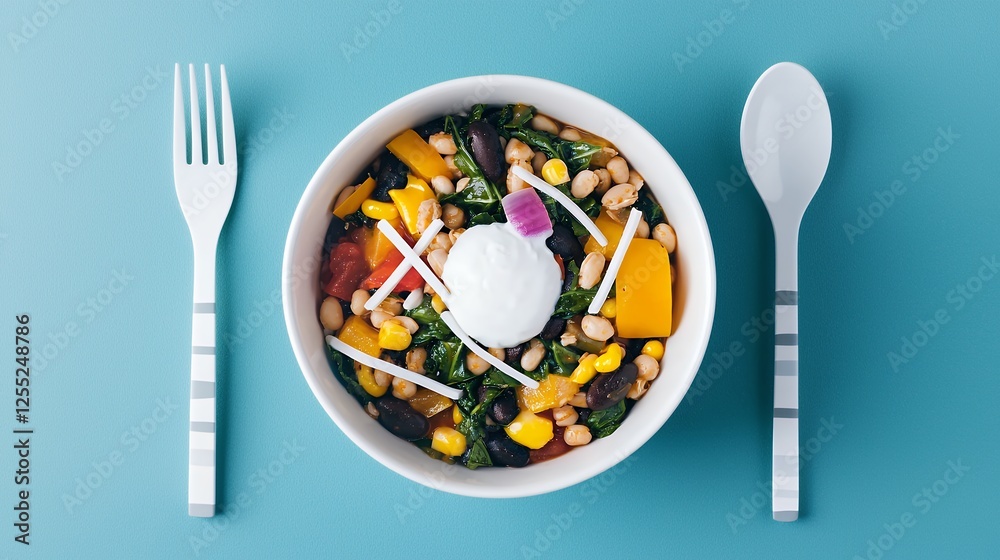 Healthy Colorful Salad Bowl with Fresh Vegetables and Toppings Healthy Colorful Salad Bowl with Fresh Vegetables and Toppings