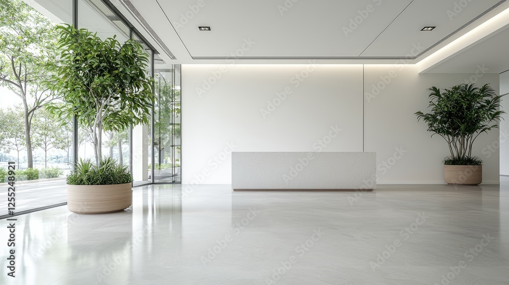 Fototapeta premium Modern Office Lobby with Plants and View (1)