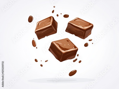 Chocolate vector illustration with fudge squares designs on a white background