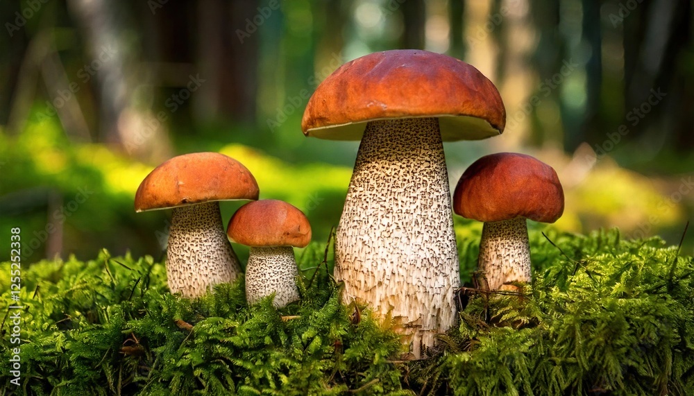Aspen Mushrooms growing in a lush forest during daylight hours in early autumn Aspen Mushrooms growing in a lush forest during daylight hours in early autumn