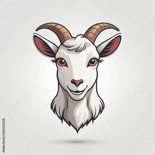 Cute cartoon goat, Cute goat character. cartoon drawing, label, vector illustration.	
