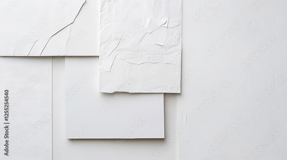Abstract white textured shapes composition Abstract white textured shapes composition