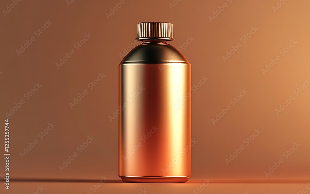 Gold bottle mockup on gradient background, product presentation Gold bottle mockup on gradient background, product presentation