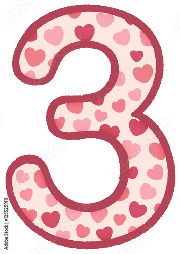 Valentine mini heart number three 3